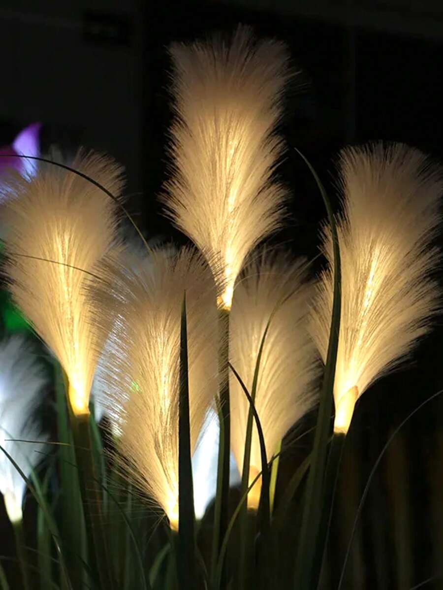 2 pièces Lumières solaires de jardin extérieur, lampes solaires de roseau d'insertion pour l'extérieur, lumière de cour solaire extérieure. Convient pour la décoration du jardin, de la pelouse, des massifs de fleurs, de la cour, de l'allée et du chemin. Lampe de paille décorative.