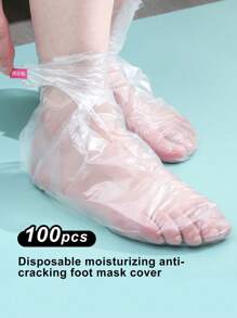 10/100/ Disposable Plastic Foot Mask, Moisturizing And Crack-Proof Foot Protector, Soft, Comfortable, Moisturizing And Transparent, Very Suitable For Daily Use With Body Cream, A Must-Have For Home Spa Travel(Random Fixed Sticker Color),Kitchen,Bathroom,Home,Household Supplies