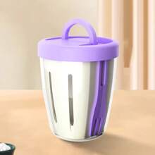1 pezzo Ciotola per insalata con grande capacità e colino, tazza sigillata minimalista per insalata con forchetta, tazza portatile per scolare l'acqua, tazza filtro per la frutta
