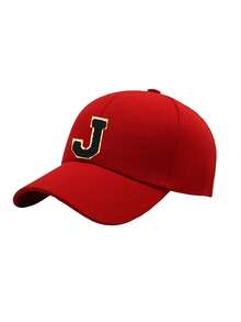 1pc Fashion Children's Hip Hop Cap, A-Z Letter Embroidered Baseball Cap, Adjustable Snapback Hat For Boys & Girls, Outdoor Casual Sun Hat, Bone White, Ages 8-16 - Red - View 12