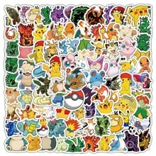 pokemon 100 szt. uroczych wodoodpornych naklejek z motywem Pokémon w opakowaniu zbiorczym - najwyższej jakości naklejki z PVC dla dzieci - idealny prezent na urodziny, świąteczne przyjęcie - urocze naklejki z motywem anime na laptopa, butelkę z wodą, dekoracje do albumu i dziennika