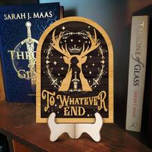 ACOTAR Velaris City Of Starlight Wooden Bookend Sign - Elegant Fantasy Bookshelf Decor With Engraved Deer Silhouette & Starry Design, Perfect Gift For Book Lovers, Home Or Office Decoration, Book Decor - Multicolor - View 4