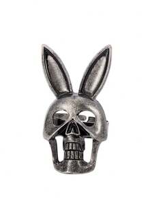 Retro Animal Ring, Long Ear & Short Ear Rabbit Skull Open Ring Jewelry - Multicolor - View 9