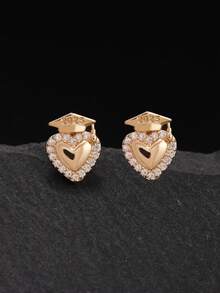 طقم مجوهرات متواضع بقبعة التخرج 2025، طقم أقراط ومعلق مطرز بالزركونيا المكعبة ، هدية تخرج ذات معنى للزملاء والأصدقاء