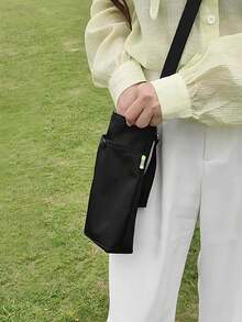 Jednokolorowa sportowa torba na butelkę z wodą Outdoor Canvas Camping Akcesoria Rękaw na kubek z paskiem Ochronna osłona na kubek