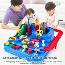 Car Chasing Adventure Fashionable Toy Miniature Train Parking Site, Interactive Puzzle Toy Set, Birthday Gift For Kids