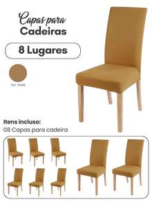 Set Of 8 Dining Chair Covers With Elastic Spandex Mesh For 8 Seats - Khaki