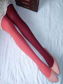 1 Pair Dual Color Pantyhose For Women, Sculpting, Slimming Leggings, Striped Tights, Sexy European Style