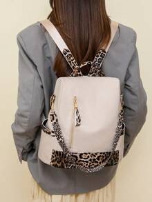 Fashionable Women's Laptop Anti-Theft Backpack, Large Capacity For Travel - Beige - View 5