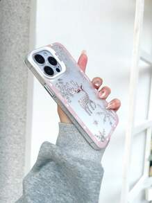 Funda creativa con diseño de copo de nieve y ciervo para 16/16Plus/16Pro/16Promax, 15/15Plus/15Pro/15Promax, 14/14Plus/14Pro/14Pro Max, 13/13Pro/13Pro Max, 12/12Pro/12Pro Max, 11/11Pro Max, X/XS/XR/XS Max. Sencilla, de lujo, de alta gama, resistente a la suciedad y duradera