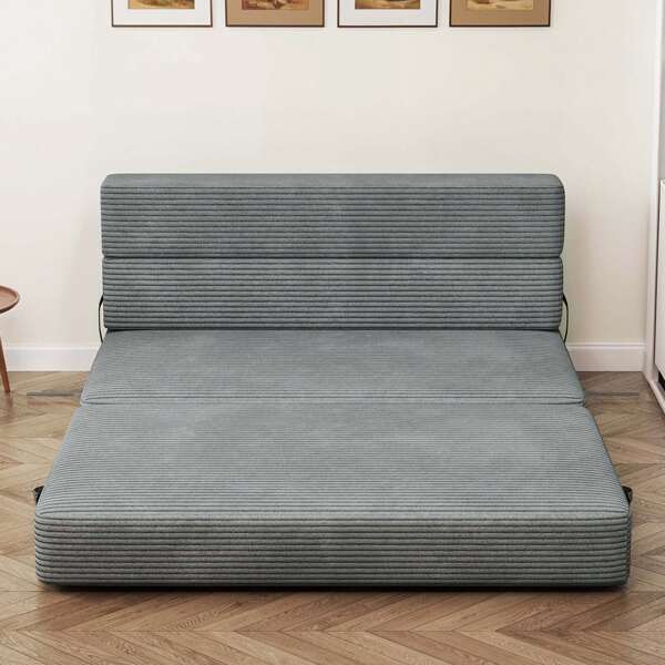 Folding Sofa Bed Single/Twin/Queen Size Sleeper Sofa Bed Convertible Sleeper Chair, Fold Out Couch, Memory Foam Floor Mattress, Futon Couch, Modern Corduroy Fabric, Lazy Sofa For Living Room Dorm Guest Room Home Office, Apartment
