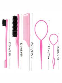 Set di 7 pezzi/6 pezzi/1 pezzo di pettini e flaconi spray, pettine in plastica antstatica con stampa a torre di cartone animato, ago per capelli portatile, flacone spray ad alta pressione, adatto per bambini e ragazze, capelli normali, manico in ABS, design quadrato carino, set di strumenti per parrucchieri