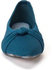 Womens Flat Shoes Classic Pointed Toe Flats Knitted Dress Shoes Soft Comfortable Dressy Flats Women - 藍綠色 - 查看 5