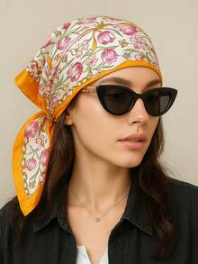 1 New Arrival Fashionable 70cm Women Satin-Like Versatile Accessories For Daily Use, Suitable For All Seasons, Bandanatop Silkscarf Silk Bandana, - Multicolor - View 4