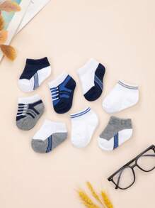 Șosete sport ultra moi pentru bebeluși și copii - pachet de 10 șosete anti-alunecare cu dungi și blocate de culoare pentru copii mici | Respirabil și confortabil