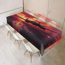 1 pieza Mantel con diseño de arte de avión con tema de guerra, adecuado para decoración y colección de escritorio, mantel rectangular, lavable a máquina, mantel de estilo retro para picnic, camping, boda, fiesta de cumpleaños, restaurante, decoración del hogar, decoración navideña