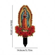 11.8"X5.5" Our Lady Of Guadalupe Outdoor Art Metal Statue, Religious Portrait Decor For Planters And Landscaping, Perfect Holiday Or Birthday Gift