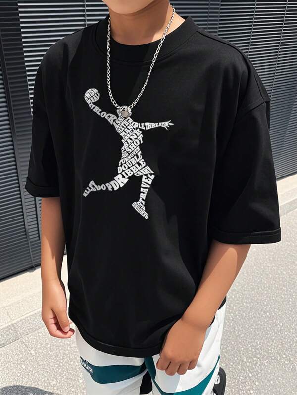 1pc Tween Boy Casual Printed Round Neck Short Sleeve T-Shirt For Summer, Sportswear - A T-Shirt With Vibrant Colors And Patterns Brings Joy And Happiness To Every Child!