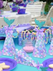 20pcs/5pcs Purple Mermaid Tail Gift Boxes, Ocean Theme Party Favors, Suitable For Birthday, Gender Reveal, Wedding, Birthday Decorations, Multipurpose Paper Gift Boxes, Gift Wrapping Supplies For All Occasions