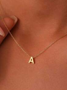 1pc American-European Style Stainless Steel Collarbone Chain Personalized Initial Name Letter Pendants Necklace For Women