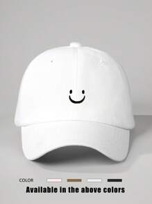 1 pezzo Cappellino da baseball regolabile con ricamo di volto sorridente, cappello casual per protezione solare da esterno per primavera, autunno, viaggi, spiaggia, vacanza, stile Y2K per giovani adulti