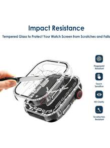 5pcs/Set Men Women Shiny Rhinestone Decor Fashionable Glamorous Anti-Fall 2 In 1 Ultra-Thin Tempered Glass Screen Protector Watch Case, Compatible With Apple Case 38/40/41/42/44/45/46/49Mm, Compatible With Apple Series Ultra/SE/10/9/8/7/6/5/4/3/2/1, Intelligent Watch Case Accessories