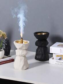 1pc Resin Realistic Stone Incense Burner, Faux Rock Statue, Multi-Purpose, Suitable For Home Decor, Living Room, Bedroom, Study, Foyer Table Decor Incense Holder