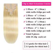 Straight Clip In Hair Extensions Real Human Hair 8pcs Clip Ins Women Brazilian Remy Human Hair 26 Inch Bleach Blonde #613 - S613 - View 5