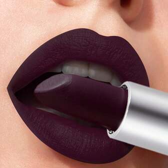 哑光黑紫色唇膏 - 防水、防汗、持久、防脱妆 - 万圣节、角色扮演、哥特妆容和主题派对、服装配饰的理想之选 | 戏剧化外观 | 哑光、万圣节