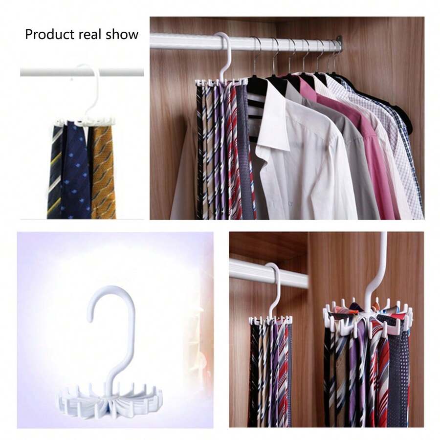 1 Giá để cà vạt bằng nhựa PP (Polypropylene) màu trơn, Giá để khăn quàng cổ nhiều lớp, Giá để cà vạt bằng nhựa hình tròn xoay 360 độ, Thiết kế mới cho mọi mùa - Giá để đồ bằng nhựa - Xem 1