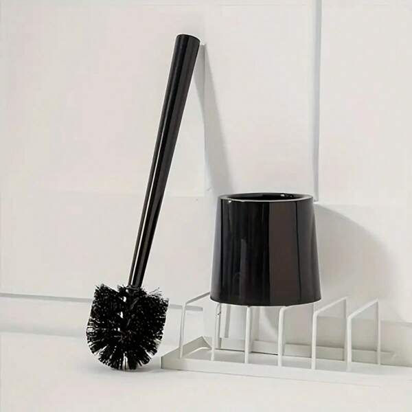 Flexible Long Handle Toilet Brush Set, Plastic Bathroom Cleaning Brush With No Blind Spot Design, With Holder, Suitable For Living Room, Bathroom, Toilet, Balcony - Manual Non-Electric Cleaning Tool