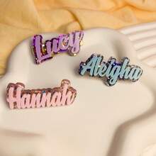 [Custom] Handmade Hair Clips, Customizable Acrylic Hair Clips, Can Engrave Name/Text/Number, Cute Hair Accessories, Personalized Birthday Hair Decor, Shiny Sequins, Colorful, Ideal Gift For Best Friends - Multicolor - View 4
