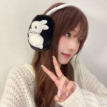 Fluffy Cute Pearl Rabbit Compatible With AirPodsMax, Colorful Rhinestone AirPodsMax Protective Case, Apple AirPodsMax Anti-Fall Anti-Collision TPU Personalized Headphone Protective Cover - Black - View 3