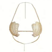 1pc Sexy Seashell & Rhinestone Decorated Bralette, Stylish Body Chain Jewelry For Beach, Nightclub Party, Women