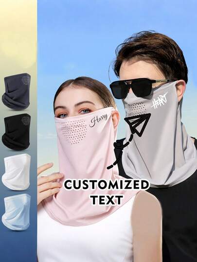 1 st sommaranpassad solskyddande ansiktsskydd - Andas ansiktstäckning med UV-skydd och anpassat tryck, lätt polyestermaterial, lämplig för utomhusaktiviteter, strand och daglig fritid - Fashionabla tillbehör för kvinnor med öronkrokar Design, bekväm passform, solskydd för ansiktet