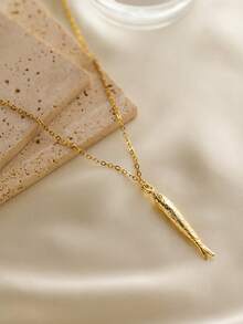 1 件 INS 风格不锈钢 18K 镀金海洋生物锤纹吊坠项链，多种尺寸，适合女士，适合夏季海滩、节日派对 - 金色 - 查看 9