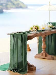 1 peça de caminho de mesa de chiffon de cor sólida, caminho de mesa romântico de gaze transparente, caminho de mesa de casamento transparente de 70 x 300 cm em estilo country romântico para Páscoa, Ação de Graças, Natal, adequado para casamento de Natal, chá de panela, festa infantil, festa de aniversário, decoração de mesa de jantar