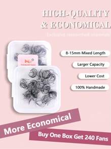500PCS 5D Premade Fans Eyelash Extensions Fans Volume Lash Extensions 0.07 Thickness Eyelash Extension D Curl Premade Lash Fans Mix 8-15mm Single Length 8-15mm Fluffy Soft Handmade Loose Fan(10D 20D-0.07-D,8-15mm)