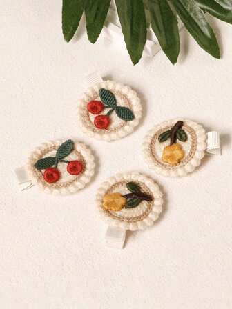 4件套婴儿针织樱桃花夹套装，可爱清新的夏季配饰