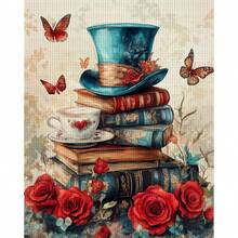 1 set 30x40cm/ 11.8x15.7inch Kit cu punct de cruce pentru ștanțare, kit pentru ștanțare model, set de materiale pentru cusătură în cruce pentru carduri aleatorii, intrarea în sufragerie, decorare dormitor, decorațiuni pentru casă, cadou de artă - Multicolor - Vizualizare 2