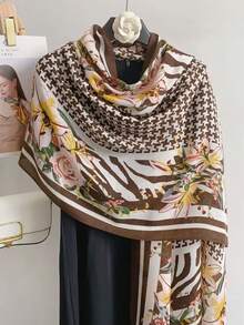 1pc Plaid Print Fashion Scarf, Elegant Lightweight Contrast Color Artistic Casual Shawl For Women - Multicolor - View 18