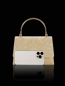 Elegant Women's Evening Clutch Bag, Exquisite Luxury Shoulder Bag With Sparkling Rhinestone Jewelry 3 Pieces Set, Fashionable Shoulder Bag Suitable For Party Girls, Ladies, Brides, Perfect For Party, Wedding, Prom, Gala - Champagne - View 7