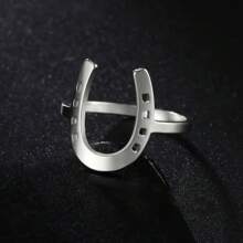 Anillo de geometría en forma de U único, minimalista y vintage para uso diario, vacaciones o festivales de música