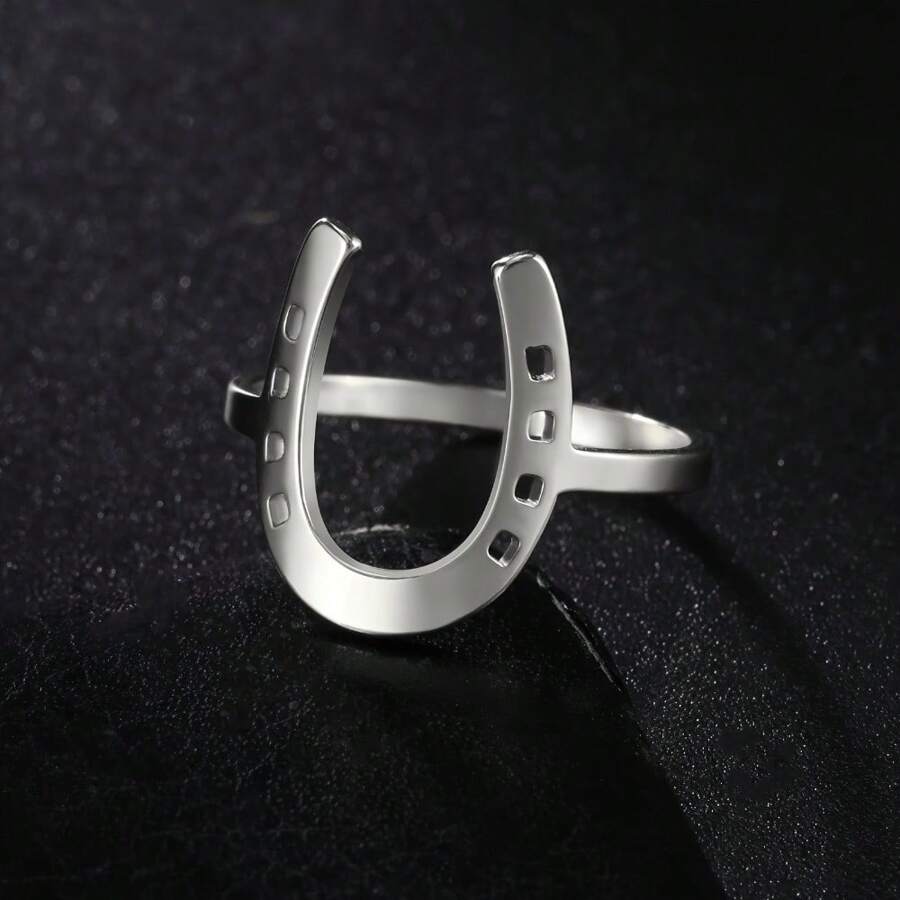 Anillo de geometría en forma de U único, minimalista y vintage para uso diario, vacaciones o festivales de música