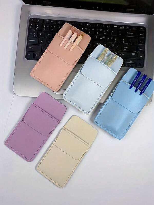 1 PIEZA Protector de bolsillo de PU con doble capa, estuche portátil con múltiples ranuras para bolígrafos para médicos y enfermeras