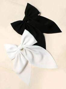 2 Pcs Small Simple Versatile Hair Bows Fashion Black And White Girls Bow Hair Clip Hair Accessories