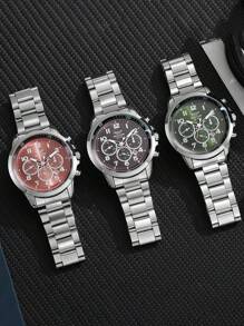 1 pieza Reloj de pulsera para hombre con correa de acero inoxidable de estilo mecánico de moda, diseño de lujo, gran regalo para el Día de la Madre