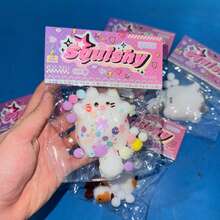 1 件可爱逼真的毛绒猫挤压玩具，可缓解压力，非常适合青少年 - 彩色 - 查看 10