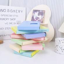 1PC Box Business Card Holder - Double-Sided Thickened , Macaron Color Series With Celebrity Patterns, Card Storage & Collection (9x5.7cm, Holds 120 Cards)