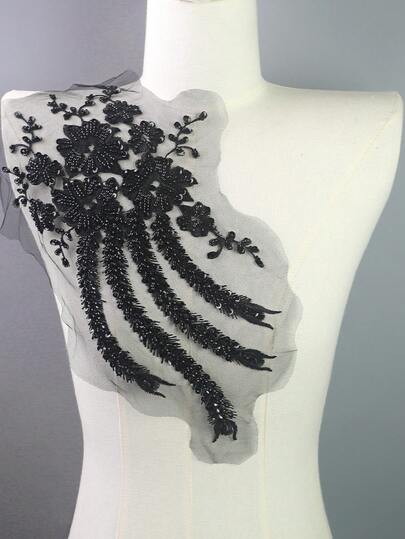 全新 3D 刺绣贴片贴花亮片缝纫 DIY 服装配饰，适用于婚纱、服装、帽子 - 长度：42 厘米，宽度：17 厘米